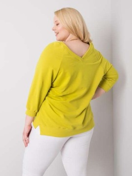 BASIC FEEL GOOD JASNOZIELONA BLUZA PLUS SIZE Z BAWEŁNY (2XL) LIMONKOWY