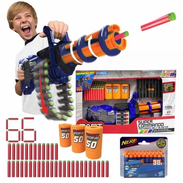 PISTOLET DART ZONE AUTOMATYCZNY MINIGUN + 30 STRZAŁEK NERF 2 MAGAZYNKI CELE