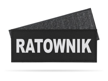 RZEP ODBLASKOWY Z NADRUKIEM RATOWNIK 13x5cm CZARNA