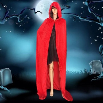 Halloween Cosplay długi płaszcz z kapturem, pelery