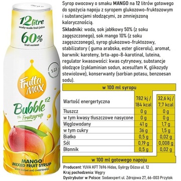 Сироп для газировки FruttaMax Mango Light карбонизатор 500 мл на 12 л