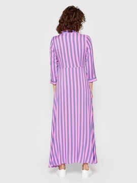 Y.A.S. sukienka koszulowa maxi paski fioletowa XL