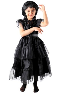 STRÓJ WEDNESDAY ADDAMS SUKIENKA BALOWA 140