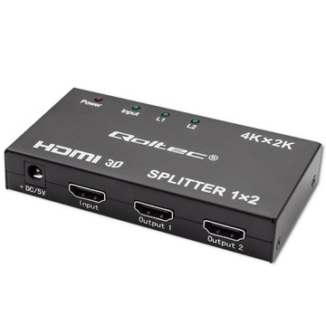 Активный разветвитель Qoltec 2xHDMI 4Kx2K 3,4 Гбит/с, высокая стабильность