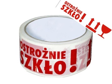 Taśma bezpieczeństwa z nadrukiem OSTROŻNIE SZKŁO MEGA XL KAUCZUK 1 SZTUKA