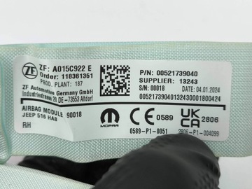 JEEP AVENGER 2024 PRAVÁ STRANA ULOŽENÍ VZDUCHOVÉ