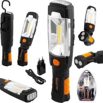 LATARKA LAMPA WARSZTATOWA OBROTOWA 360* MAGNETYCZNA HACZYKIEM USB LED 280LM
