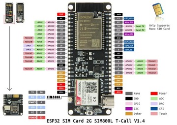 Плата разработки TTGO T-CALL WiFi ESP32 GSM SIM800L