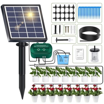 SOLARNY SYSTEM NAWADNIANIA DO 15 ROŚLIN 15M NAWADNIANIE KROPELKOWE SOLARNY