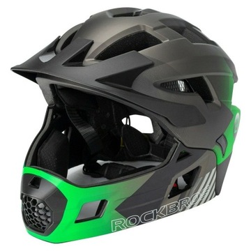 Kask Fullface DH Downhill MTB DZIECIĘCY ZIELONY