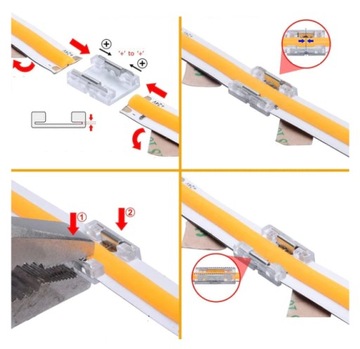 ZŁĄCZKA DO TAŚM LED BEZPUNKTOWYCH COB 8mm IP20 ZACISKOWA PROSTA