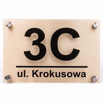TABLICZKA ADRESOWA PLEKSA ALUMINIUM+DYSTANSE KOŁKI