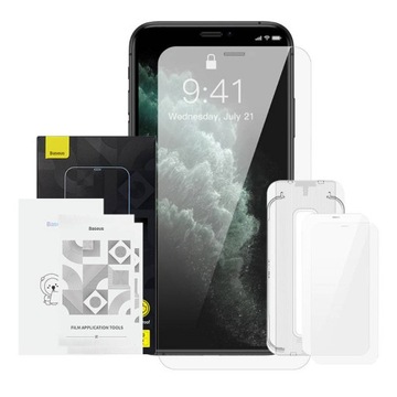 BASEUS ZESTAW 2X OCHRONNE SZKŁO HARTOWANE 0,3MM Z FILTREM DO IPHONE X / XS