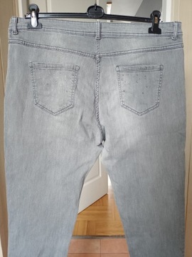 Spodnie dżinsy 7/8 c&a strecz proste 48 szare