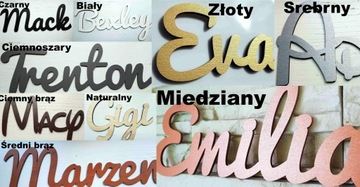 Imię dziecka tabliczka samoprzylepna drewniana