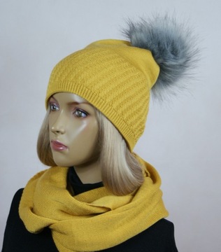 KOMPLET CZAPKA + KOMIN pompon # 40