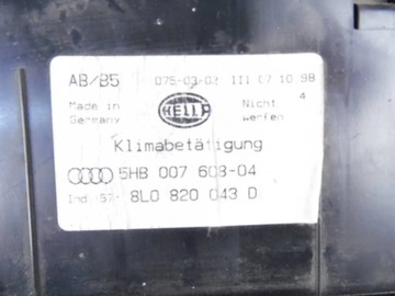 AUDI A3 8L PANEL KLIMATIZACE 8L0820043D