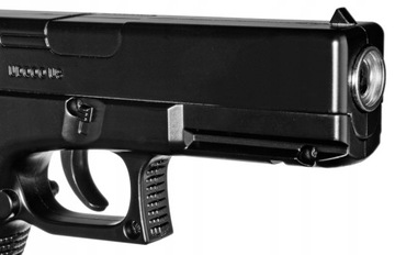 Пистолет металлический пружинный с глушителем Glock детский.
