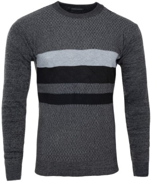 SWETER MĘSKI ELASTYCZNY BLUZKA CIEMNO-SZARY 3XL