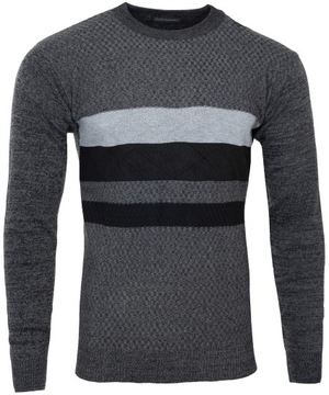 SWETER MĘSKI ELASTYCZNY BLUZKA CIEMNO-SZARY XXL