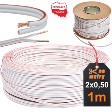 KABEL PRZEWÓD DO LED DWUŻYŁOWY BIAŁY 2x0,5 MIEDŹ | 1m