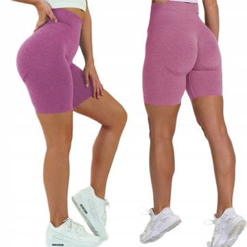 LEGGINSY KRÓTKIE SPORTOWE BEZSZWOWE WYSOKI STAN FITNESS SZORTY KOLARKI L