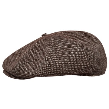 BRĄZOWY KASZKIET PEAKY TWEED WEŁNIANY CIEPŁY ELEGANCKI NA ZIMĘ MĘSKI 64 CM