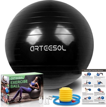 PIŁKA DO ĆWICZEŃ FITNESS 65CM CZARNA ARTEESOL