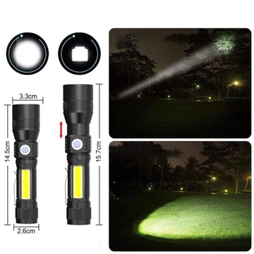 ТАКТИЧЕСКИЙ СВЕТОДИОДНЫЙ ЗУМ УФ-ФОНАРЬ Водонепроницаемый МАГНИТ 7 РЕЖИМОВ USB БАТАРЕЯ