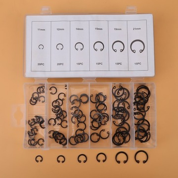 ZESTAW ASORTYMENTOWY PIERŚCIENI OSADCZYCH ZATRZASKOWYCH 11 MM - 21 MM