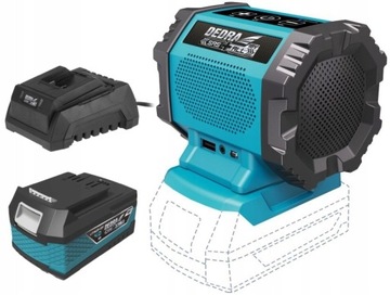 GŁOŚNIK Bluetooth AKUMULATOROWY 18V DEDRA + 4Ah