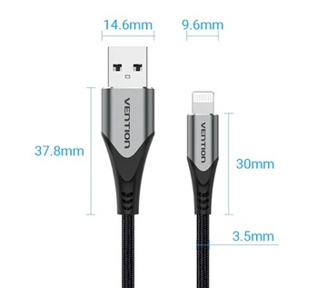 USB-кабель VENTION — сертификат Apple Lightning. МФи 2м