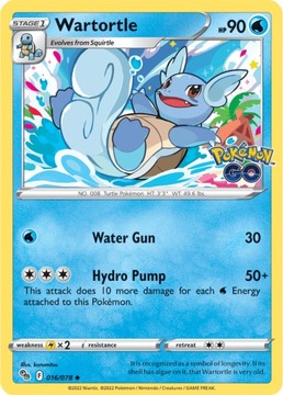 ORYGINALNA KARTA POKEMON Wartortle (PGO 016)