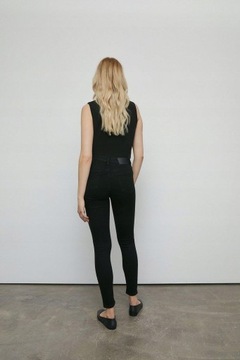 Warehouse fur rurki spodnie czarne bawełniane jeans L NI1