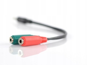 Кабель-адаптер 2x Mini Jack 4-контактный 3,5 мм 2 в 1 20 см цветной