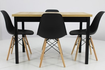 Небольшой комплект РАСШИРЯЕМЫЙ СТОЛ с 4 ЧЕРНЫМИ стульями