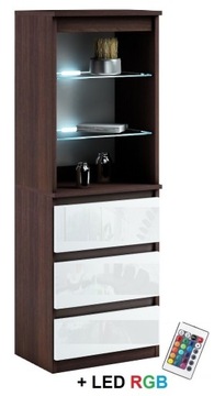 031-050 WITRYNA LED/3s + oświetlenie RGB - WENGE / POŁYSK
