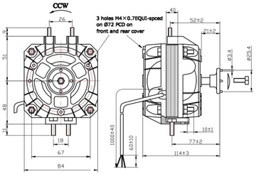 Вентиляторный двигатель 25/95 Вт, 230 В, конденсаторный испаритель