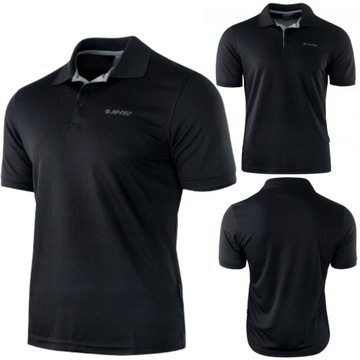 KOSZULKA MĘSKA HI-TEC SITE BLACK/SILVER KOSZULKA Z KRÓTKIM RĘKAWEM POLO XXL