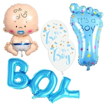 ZESTAW BALON BABY SHOWER BOY NARODZINY Niebieski