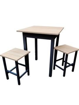 Komplet Stół 60x60 + 2x Taboret Loft DĄB SONOMA CZ