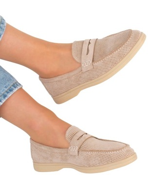 8032 БЕЖЕВЫЕ ЗАМШЕВЫЕ МОКАСИНЫ ЖЕНСКИЕ 39