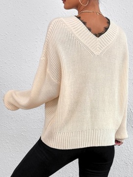 SHEIN SWETER DAMSKI KREMOWY Z KORONKĄ 40/42 VBE