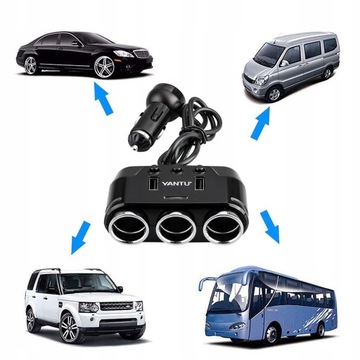 Разветвитель прикуривателя 12 В 24 В QC 2x USB Автомобильное зарядное устройство