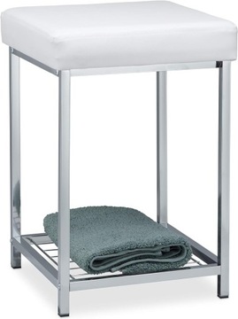 Relaxdays, bia?y taboret tapicerowany, ma?y taboret do siedzenia,