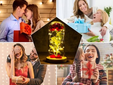 ВЕЧНАЯ РОЗА В СТЕКЛЕ Ночник Искусственные цветы ПОДАРОК ​​ЖЕНЩИНЕ МАМЕ