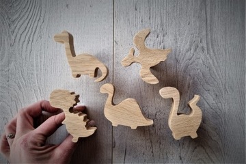 Деревянные мебельные ручки, динозавры, узор бронтозавра.