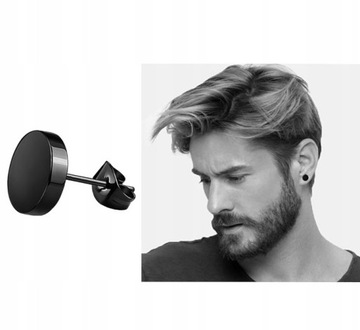 СЕРЬГИ МУЖСКИЕ, ЧЕРНЫЕ, 8мм, ХИРУРГИЧЕСКАЯ СТАЛЬ