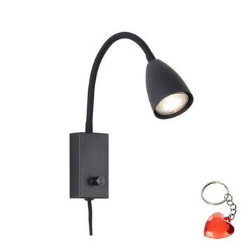 KINKIET CZARNY GU10 REGULOWANY Z WŁĄCZNIKIEM RABALUX LAMPA ŚCIENNA 24H