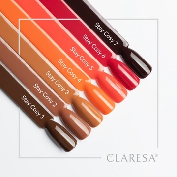 CLARESA ГИБРИДНЫЙ ЛАК ДЛЯ НОГТЕЙ оранжевый STAY COSY 4